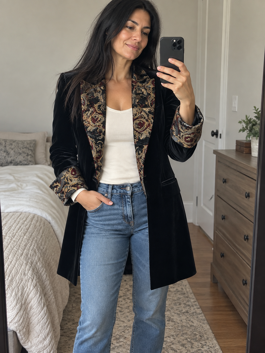 Foto · Vivia · Blazer nero barocco