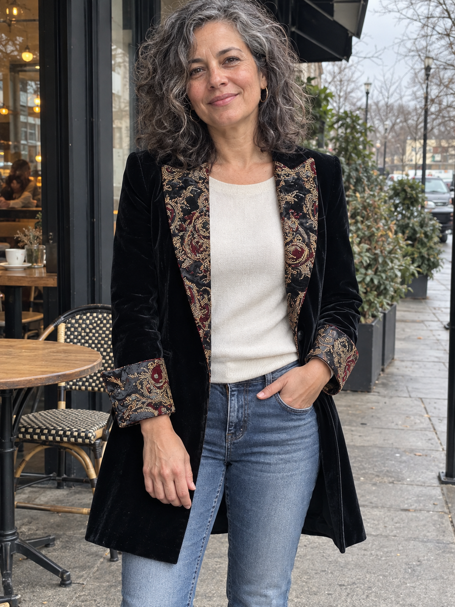 Foto · Vivia · Blazer nero barocco