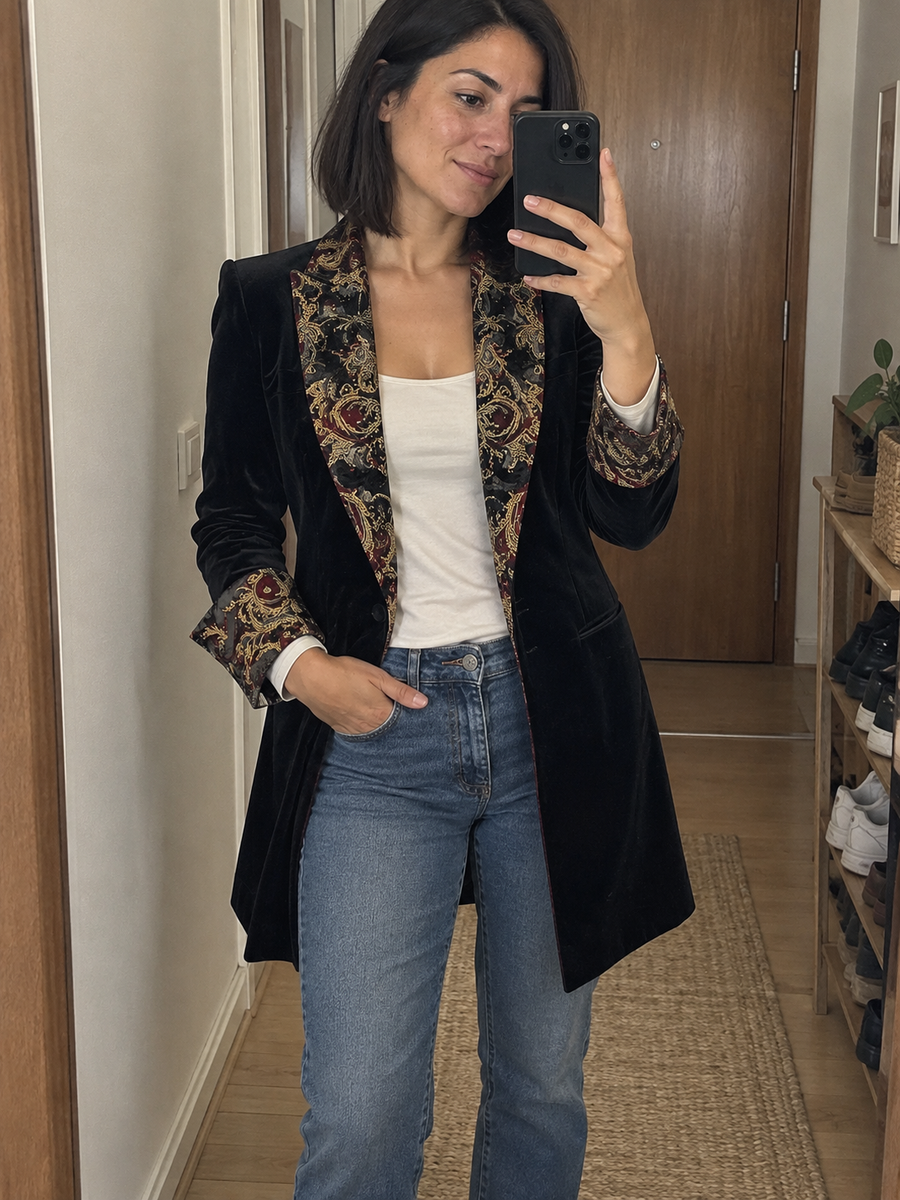 Foto · Vivia · Blazer nero barocco