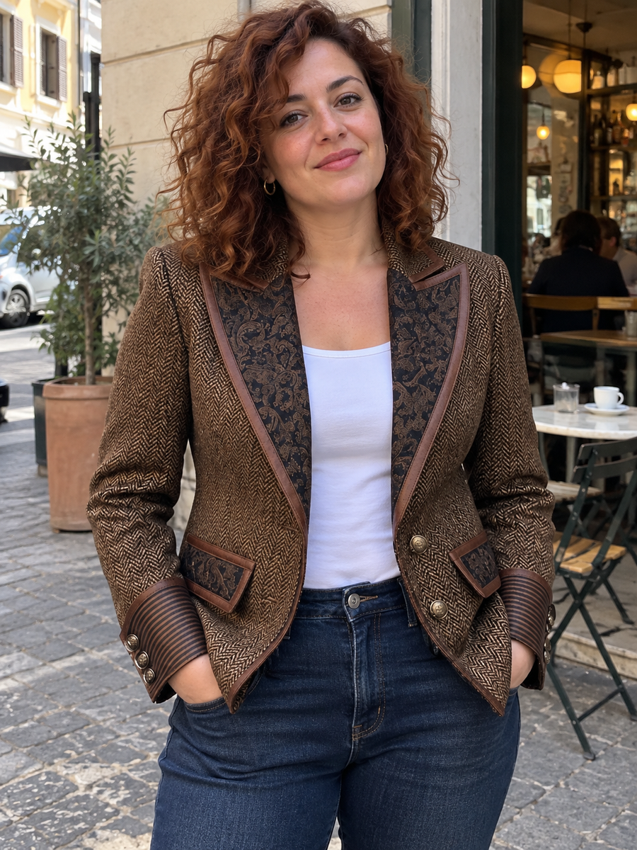 Foto · Iole · Blazer a spina di pesce con pannelli