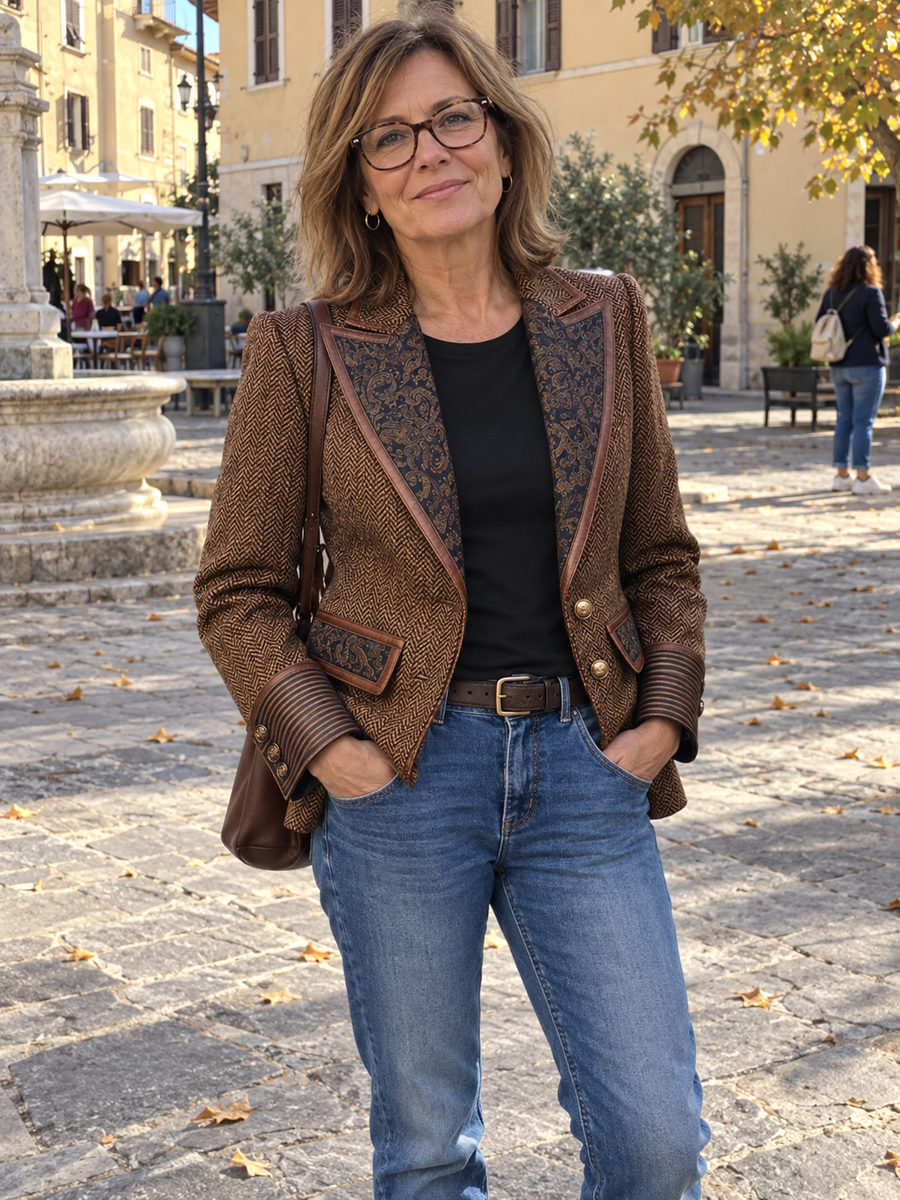 Foto · Iole · Blazer a spina di pesce con pannelli