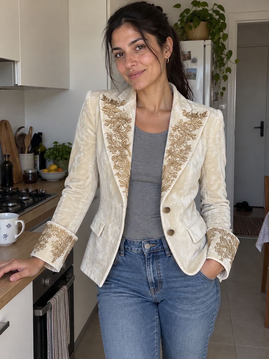 Foto · Evelina · Blazer avorio con dettagli dorati