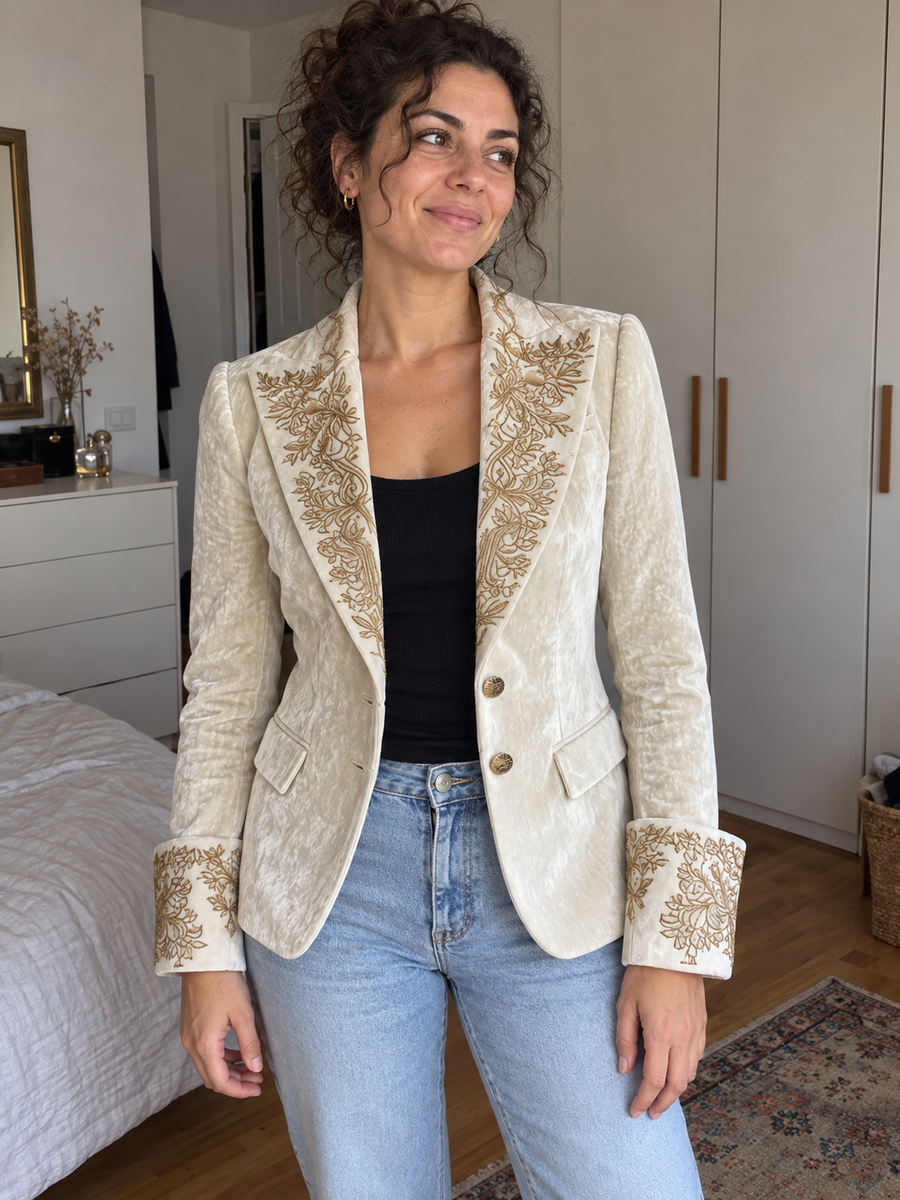 Foto · Evelina · Blazer avorio con dettagli dorati