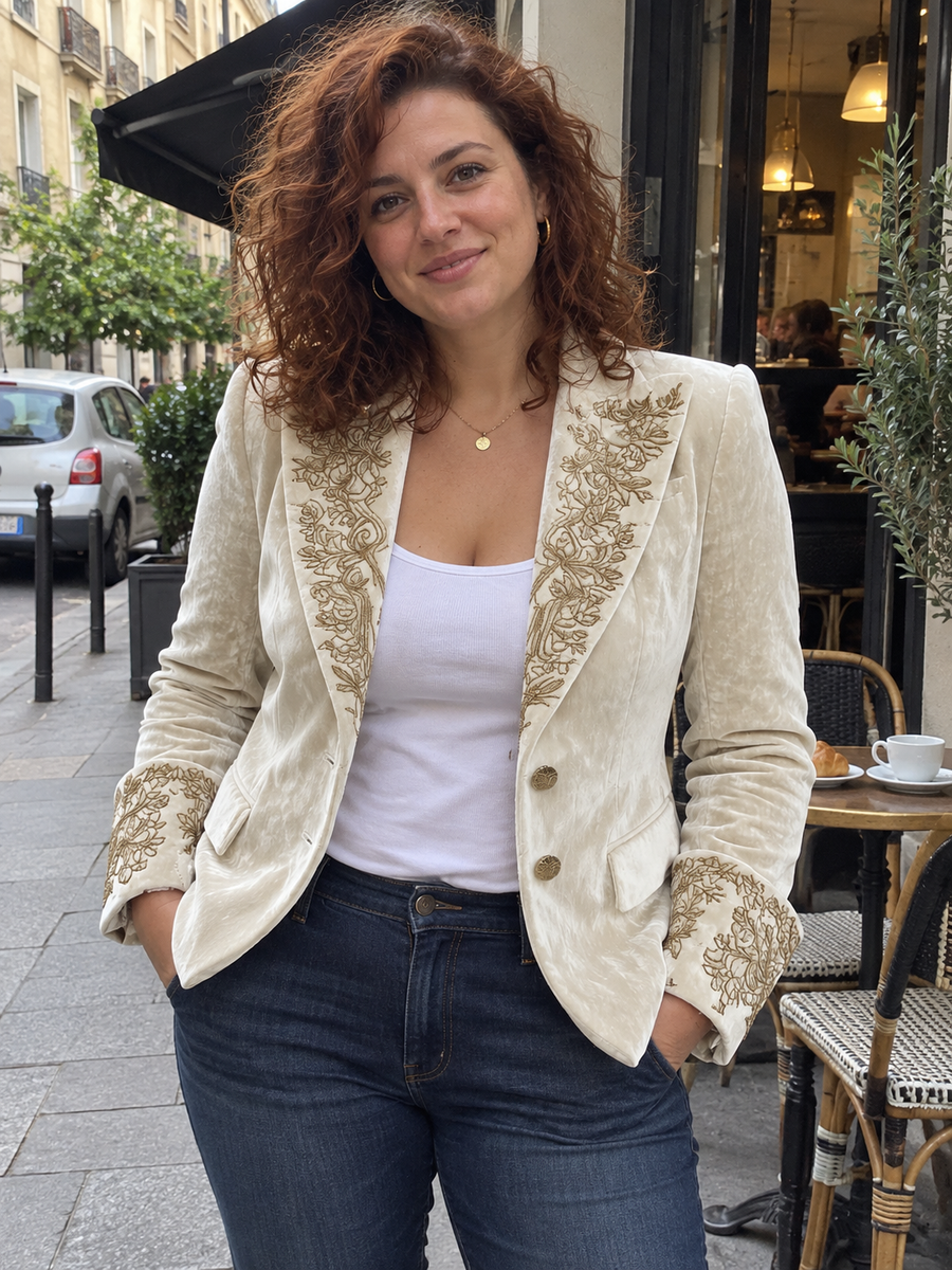 Foto · Evelina · Blazer avorio con dettagli dorati