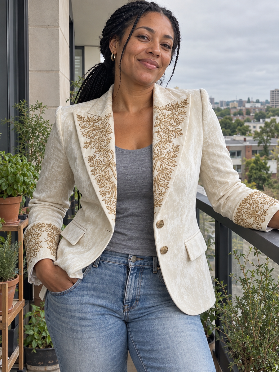 Foto · Evelina · Blazer avorio con dettagli dorati