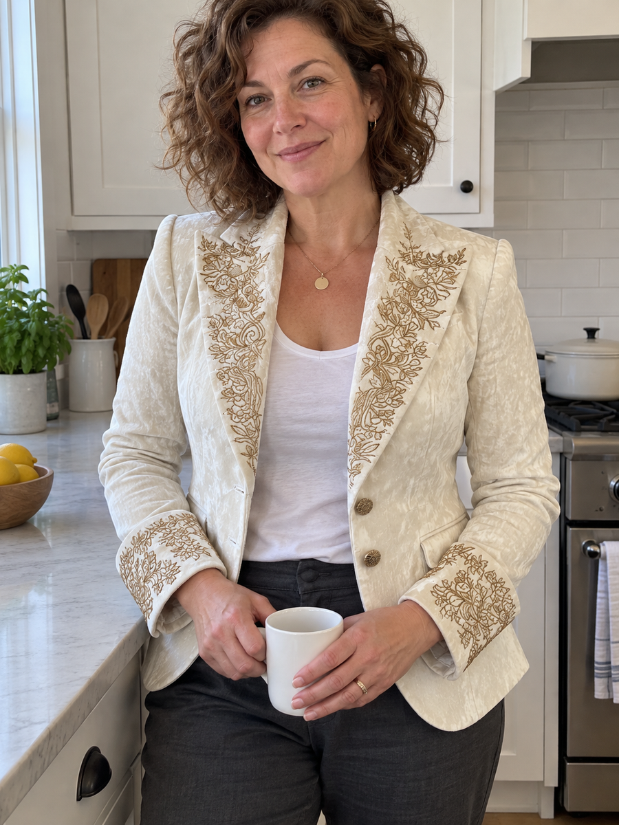 Foto · Evelina · Blazer avorio con dettagli dorati