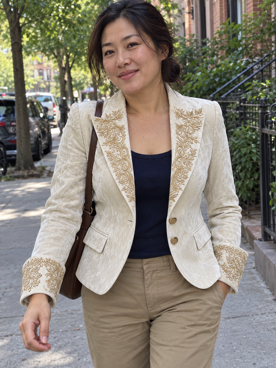 Foto · Evelina · Blazer avorio con dettagli dorati