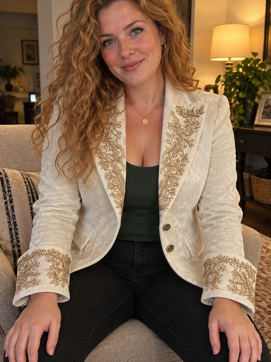 Foto · Evelina · Blazer avorio con dettagli dorati