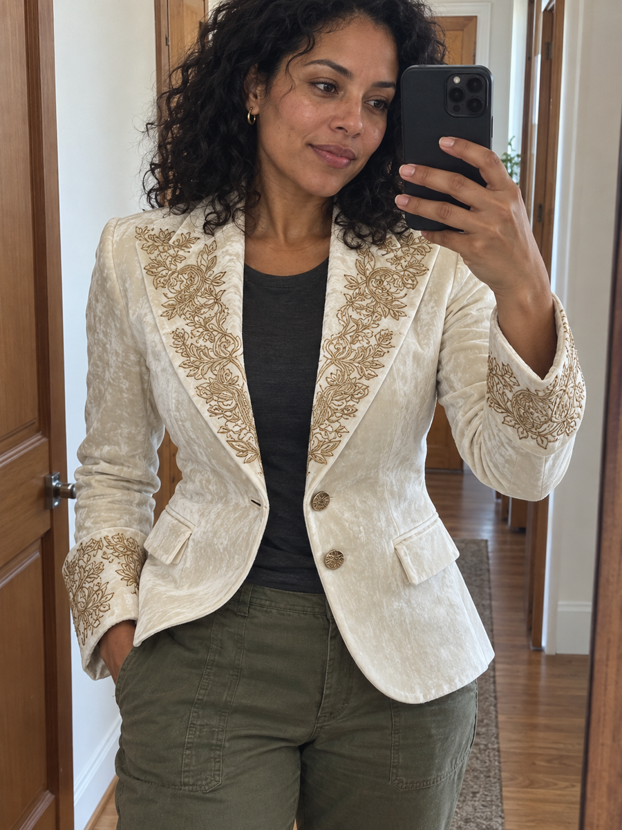 Foto · Evelina · Blazer avorio con dettagli dorati
