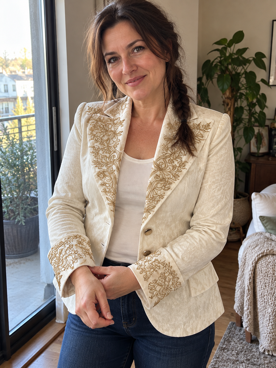 Foto · Evelina · Blazer avorio con dettagli dorati