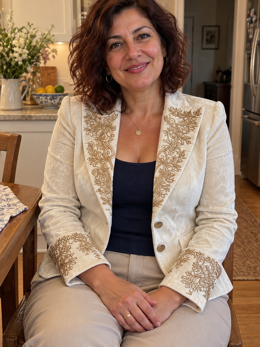 Foto · Evelina · Blazer avorio con dettagli dorati