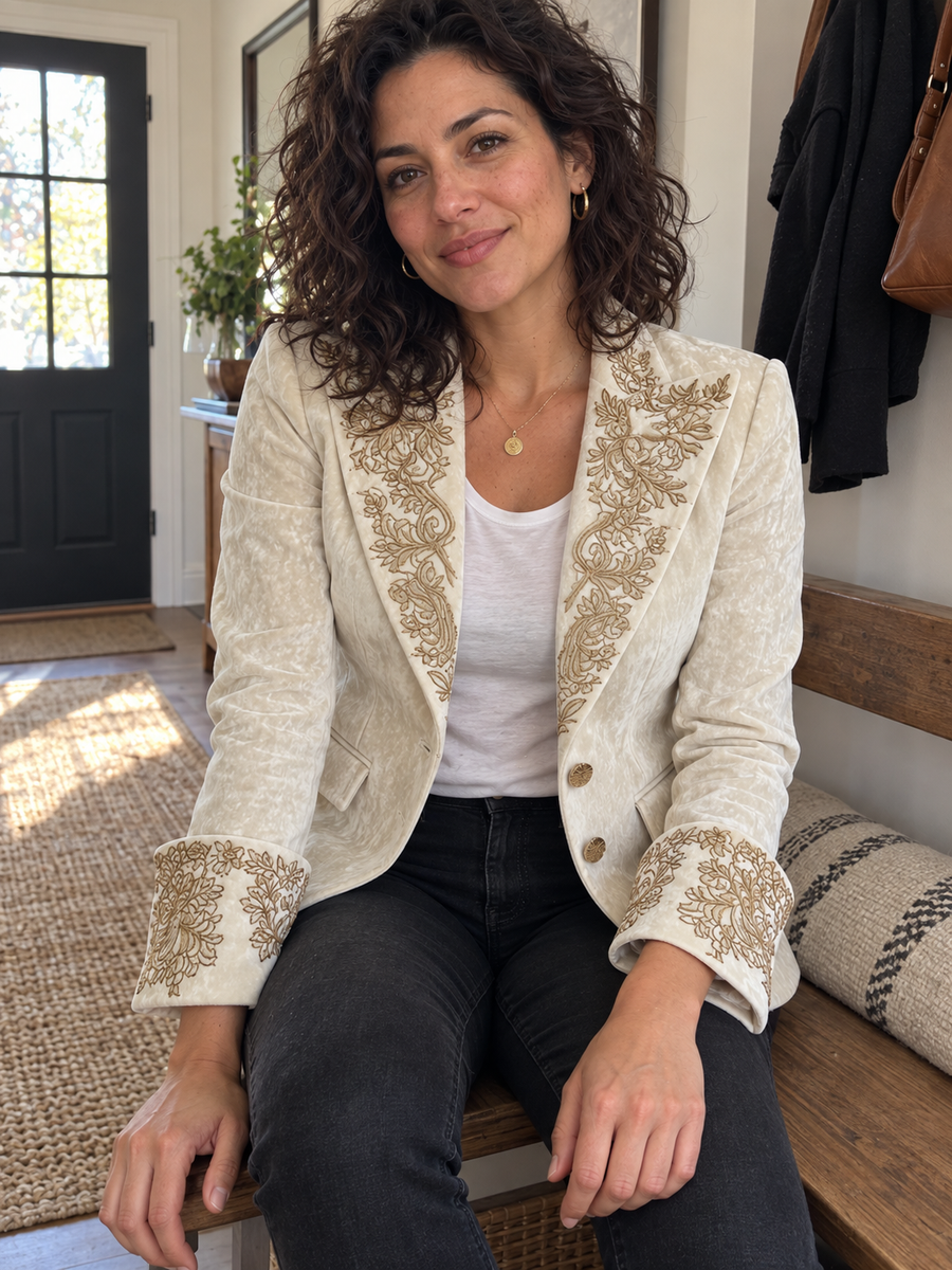 Foto · Evelina · Blazer avorio con dettagli dorati