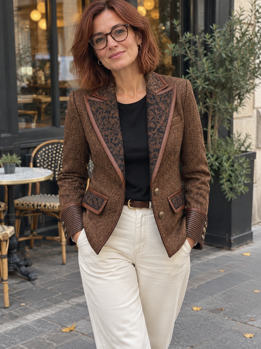 Foto · Iole · Blazer a spina di pesce con pannelli