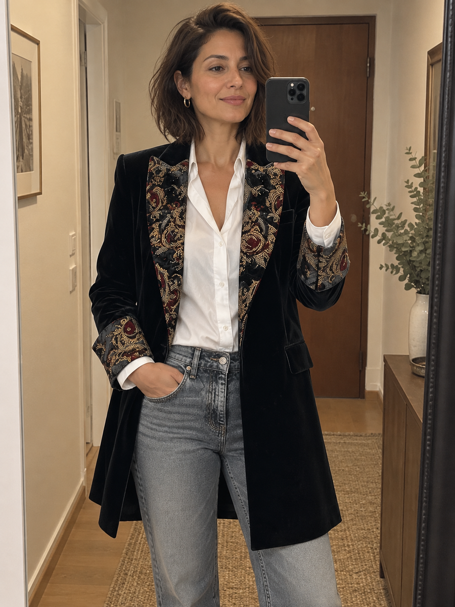 Foto · Vivia · Blazer nero barocco