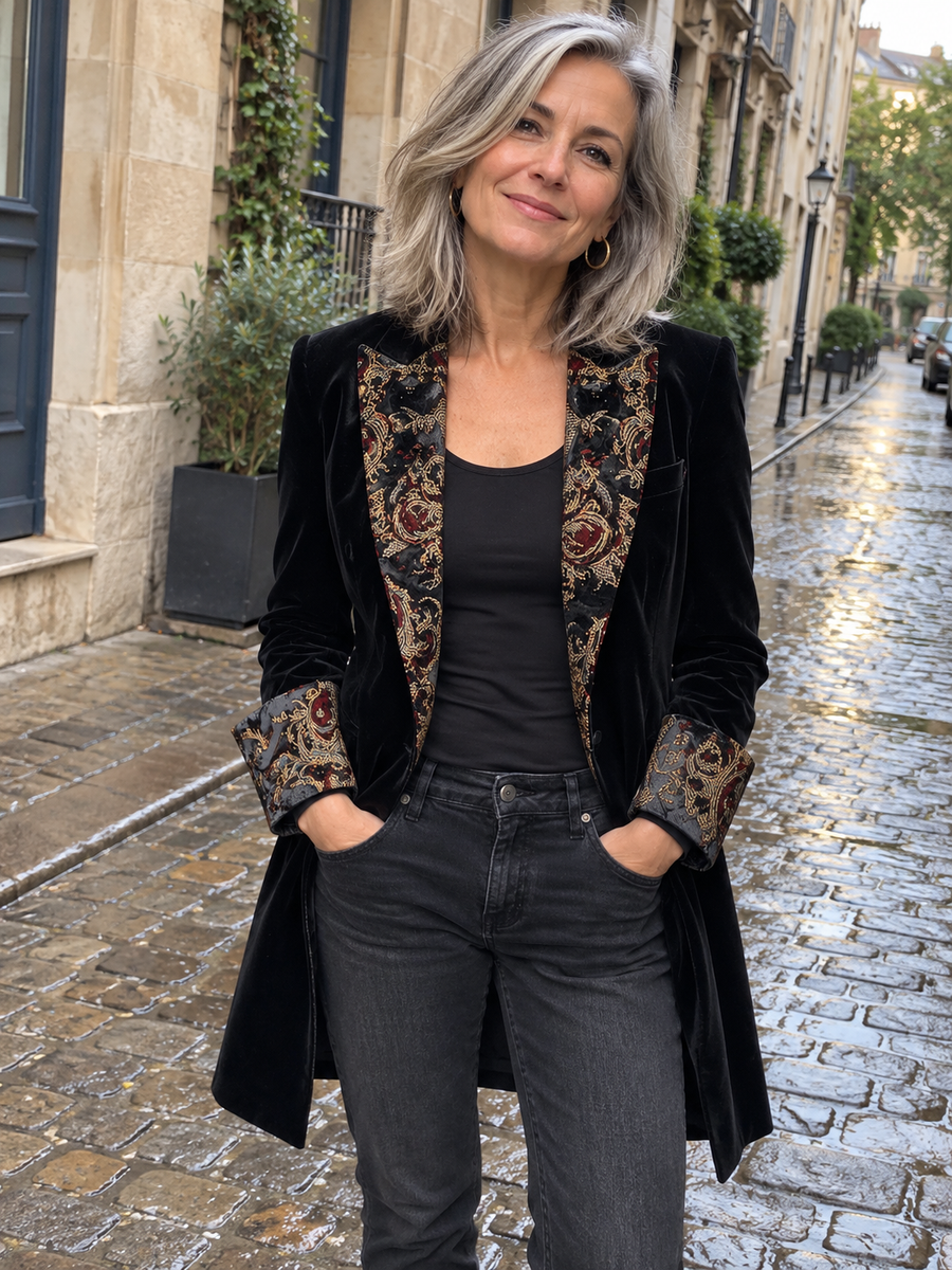 Foto · Vivia · Blazer nero barocco