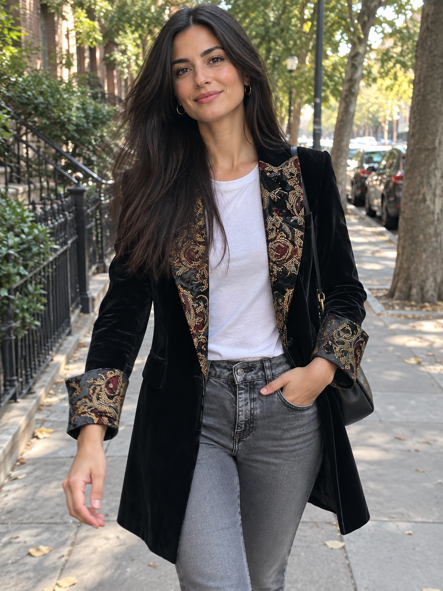 Foto · Vivia · Blazer nero barocco