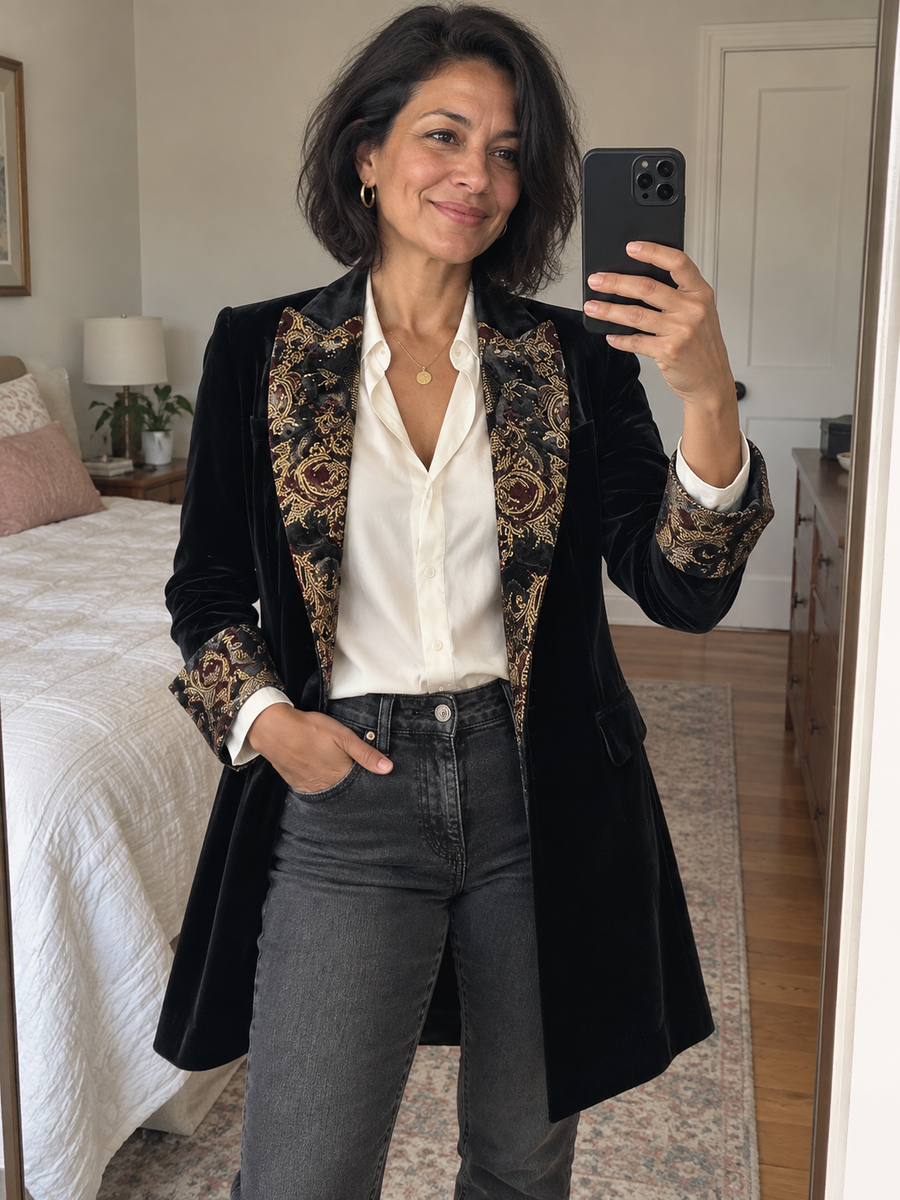 Foto · Vivia · Blazer nero barocco