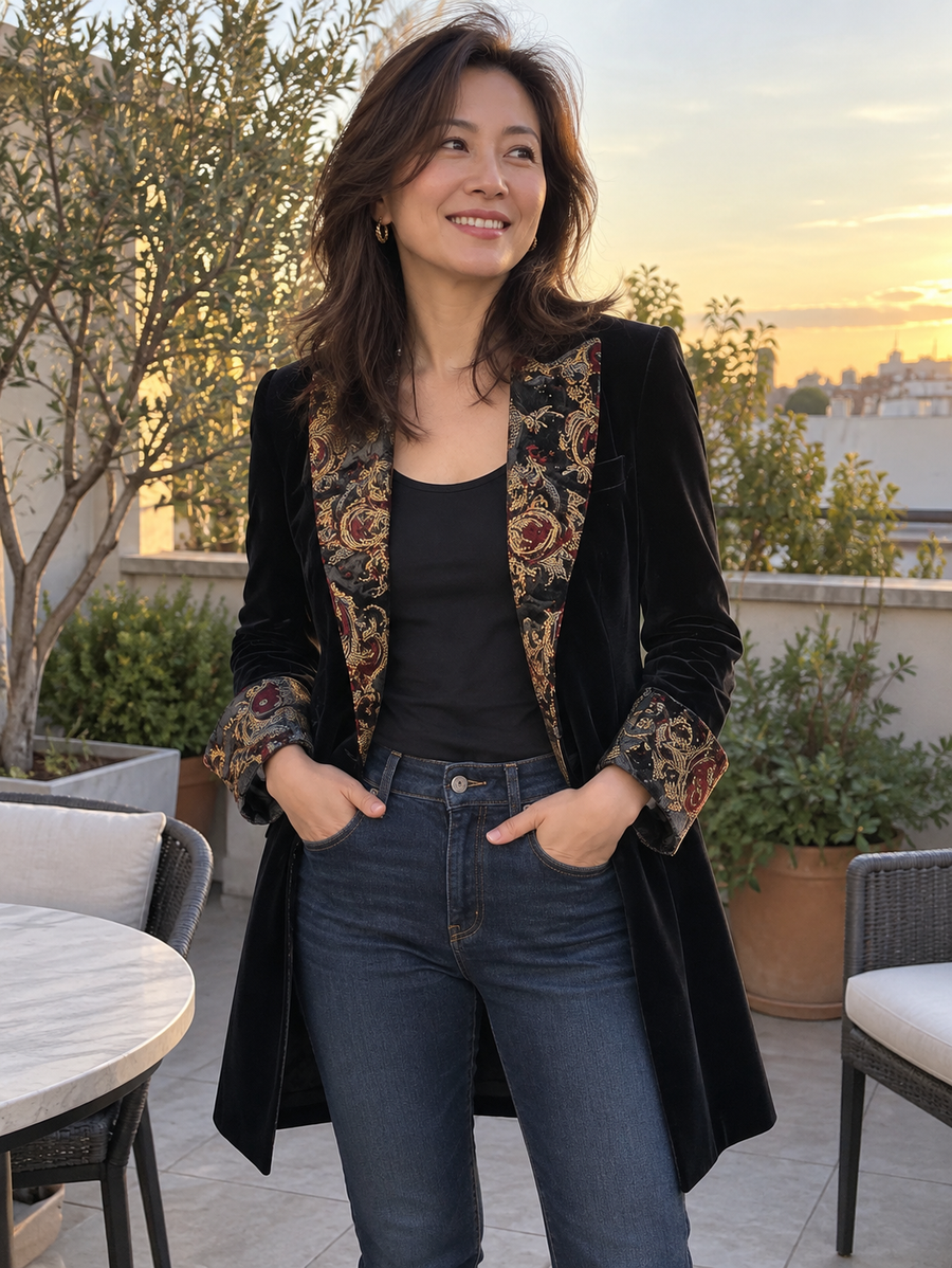 Foto · Vivia · Blazer nero barocco