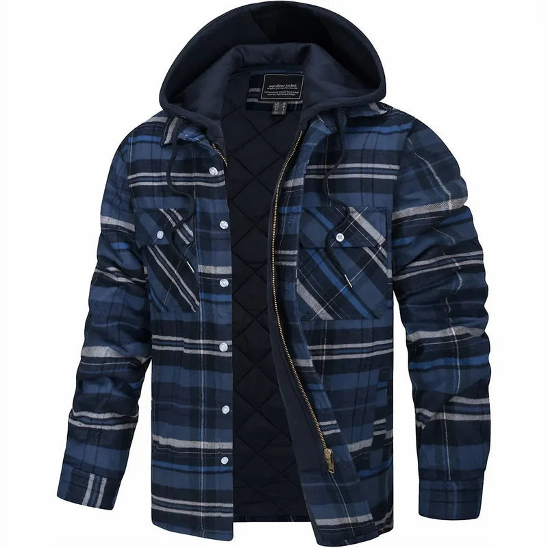 VALTORENI | Gualtiero — Giacca a quadri con interno trapuntato · Blu navy