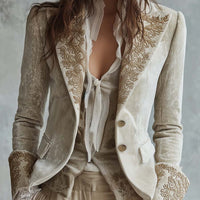 Evelina · Blazer avorio con dettagli dorati — Colore Avorio