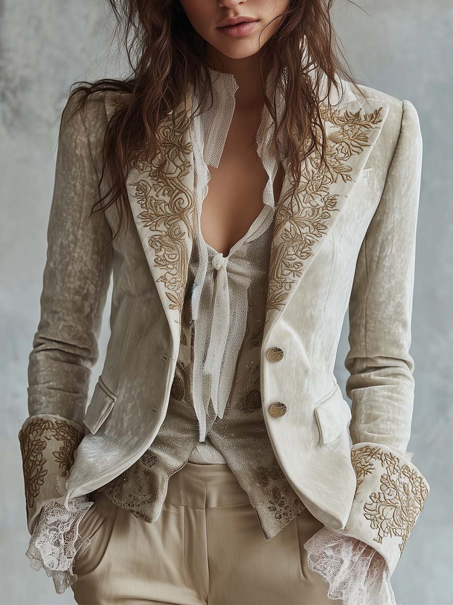 Evelina · Blazer avorio con dettagli dorati · vista 1