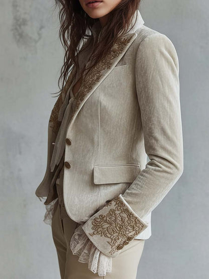 Evelina · Blazer avorio con dettagli dorati