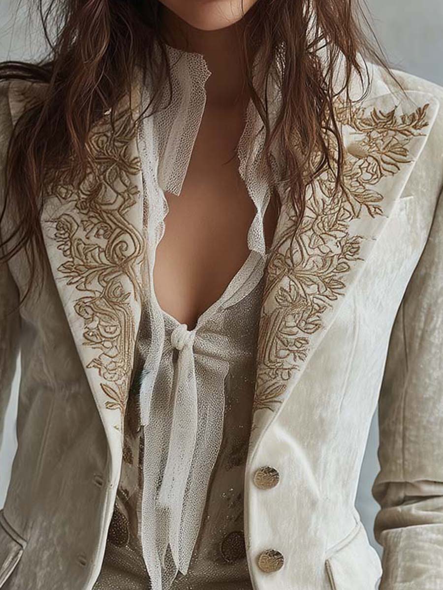 Evelina · Blazer avorio con dettagli dorati · vista 4