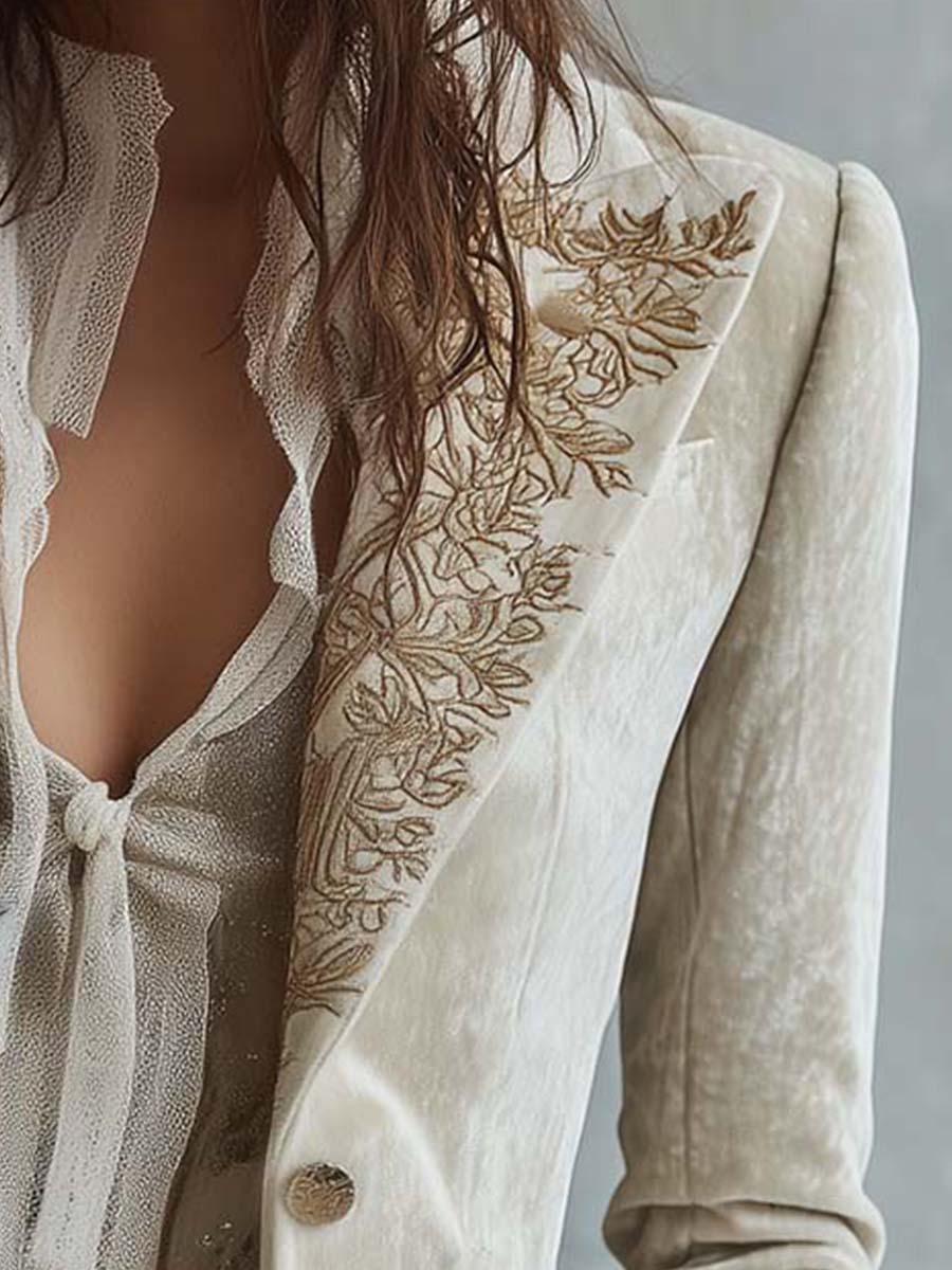 Evelina · Blazer avorio con dettagli dorati · vista 5