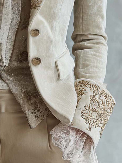 Evelina · Blazer avorio con dettagli dorati