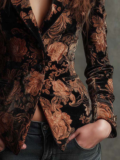 Zelmira · Blazer floreale nero e bronzo