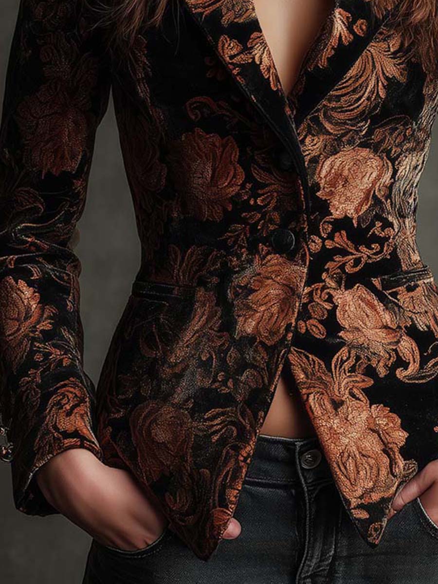 Zelmira · Blazer floreale nero e bronzo · vista 5