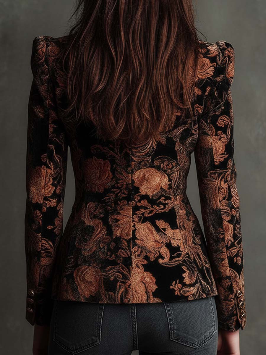 Zelmira · Blazer floreale nero e bronzo · vista 6