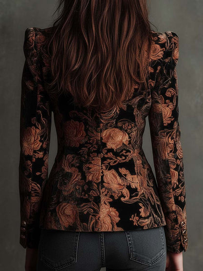 Zelmira · Blazer floreale nero e bronzo