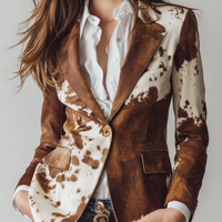 Clizia · Blazer a fantasia marrone e crema — Colore Marrone