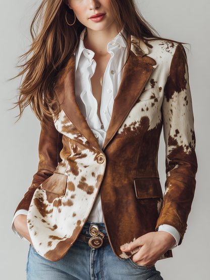 Clizia · Blazer a fantasia marrone e crema