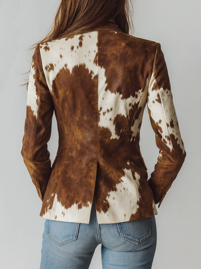 Clizia · Blazer a fantasia marrone e crema