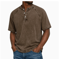 Marino · Maglia serafino in cotone lavato — Colore Marrone Tabacco