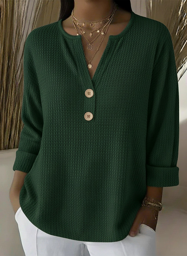 Lucía · Maglia Henley goffrata con bottoni