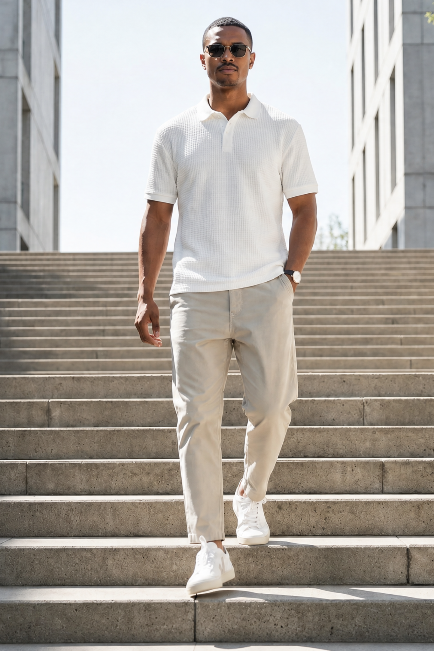 Evandro · Pantalone 7/8 Sabbia — indossato in strada