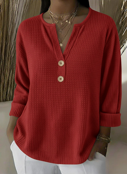 Lucía · Maglia Henley goffrata con bottoni