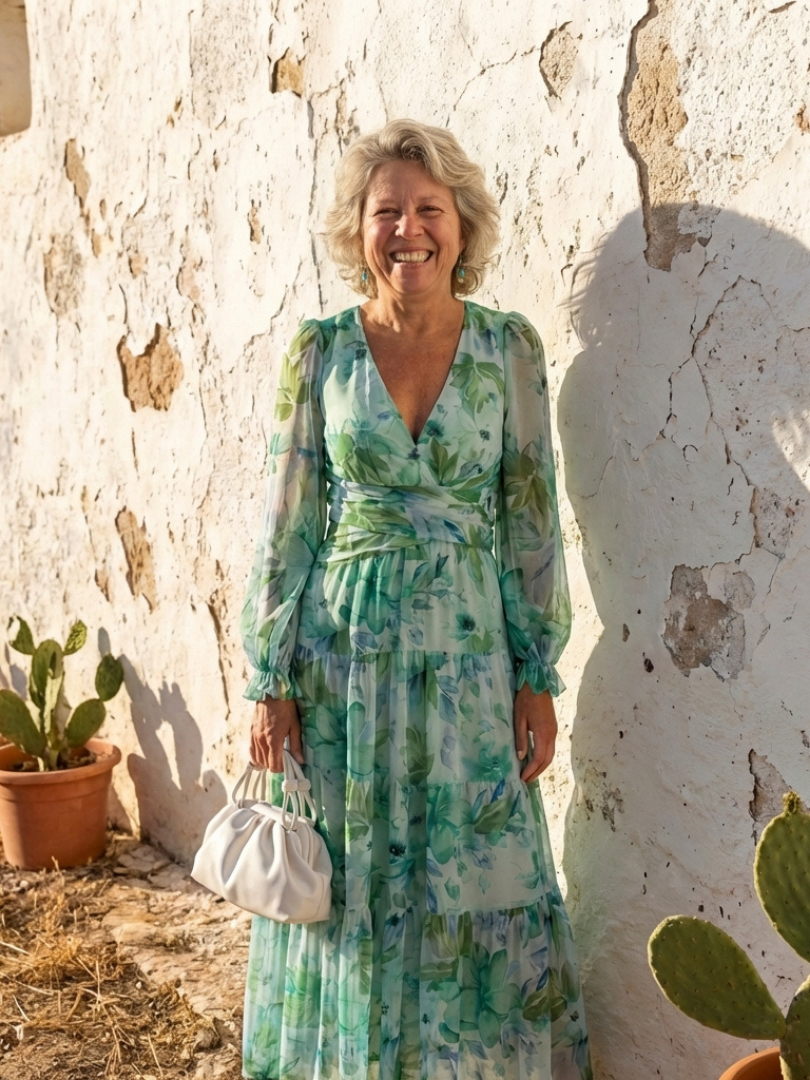 Olivia | Abito lungo de maniche lungo con stampato floreale