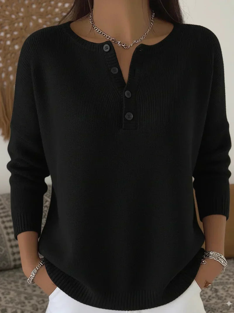 Helena · Maglia in filato con bottoni Henley