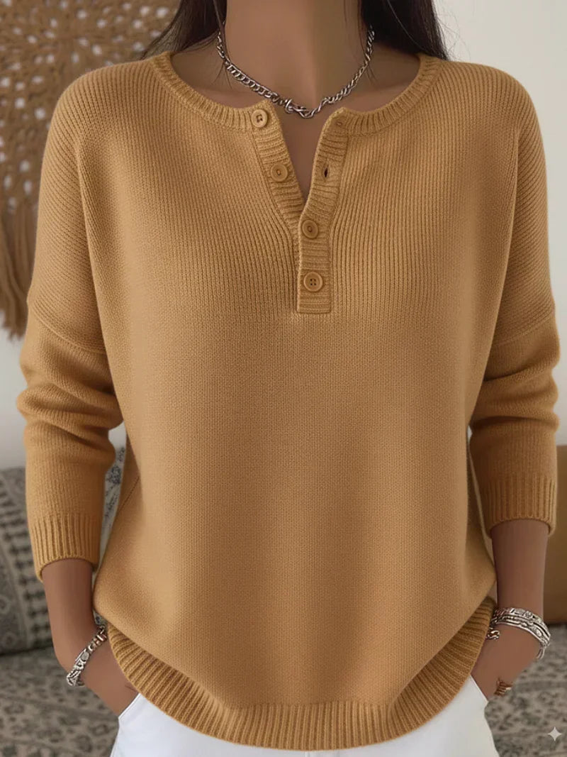 Helena · Maglia in filato con bottoni Henley