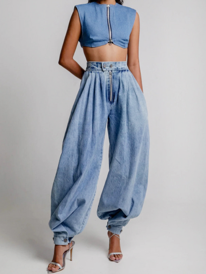 Iolanda · Pantaloni in tela di jeans raffinati