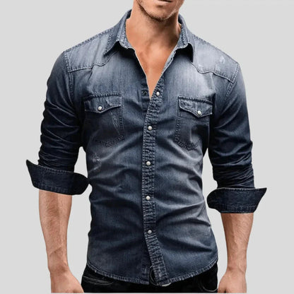 Marino · Elegante Camicia in Denim a Maniche Lunghe