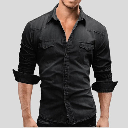Marino · Elegante Camicia in Denim a Maniche Lunghe