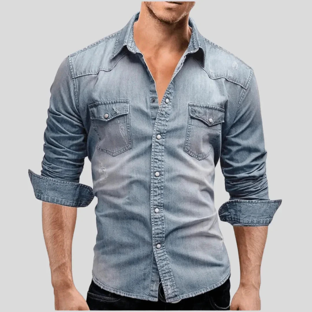 Marino · Elegante Camicia in Denim a Maniche Lunghe