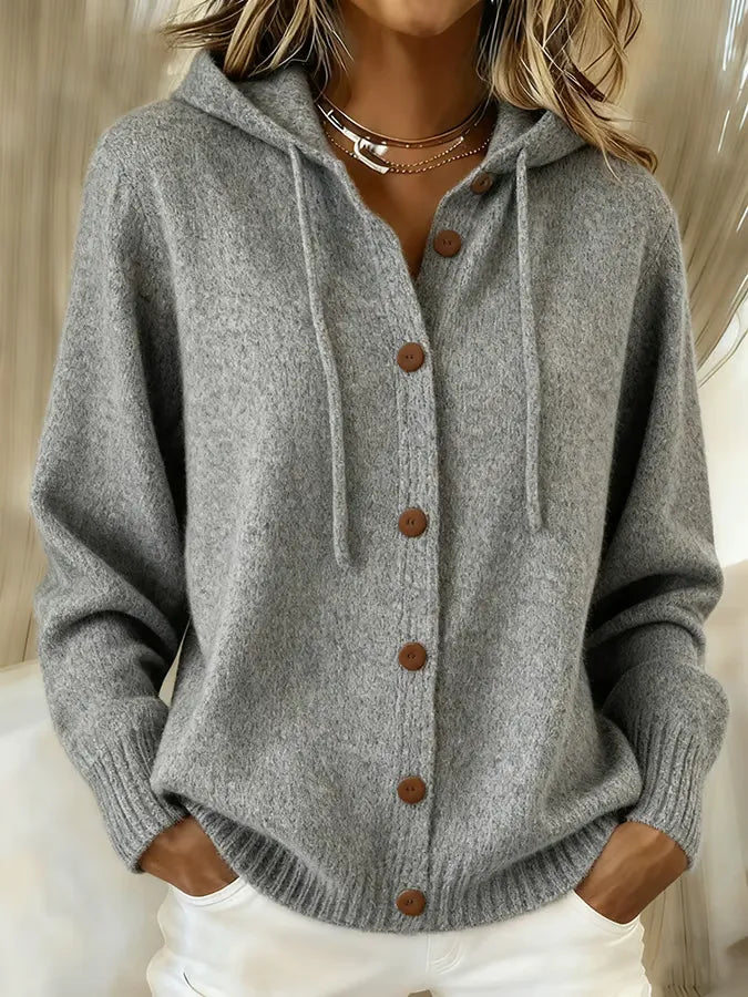 Begoña · Cardigan in maglia con cappuccio e bottoni