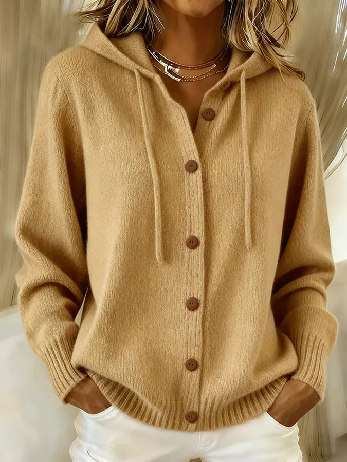 Begoña · Cardigan in maglia con cappuccio e bottoni