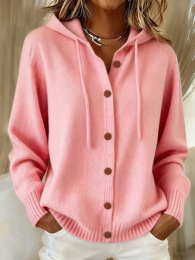 Begoña · Cardigan in maglia con cappuccio e bottoni